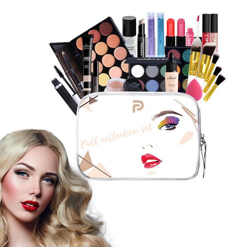 Sdattor Makeup Kit With Storage Bag Eyeshadow Palette Eyeliner Pencils Eyebrow Powder And More Makeup Palette Gift Set For Teens